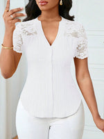 Lace Sleeve Button Up Shirt