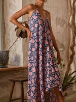 Printed Halter Neck Maxi Cami Dress - Ladyez