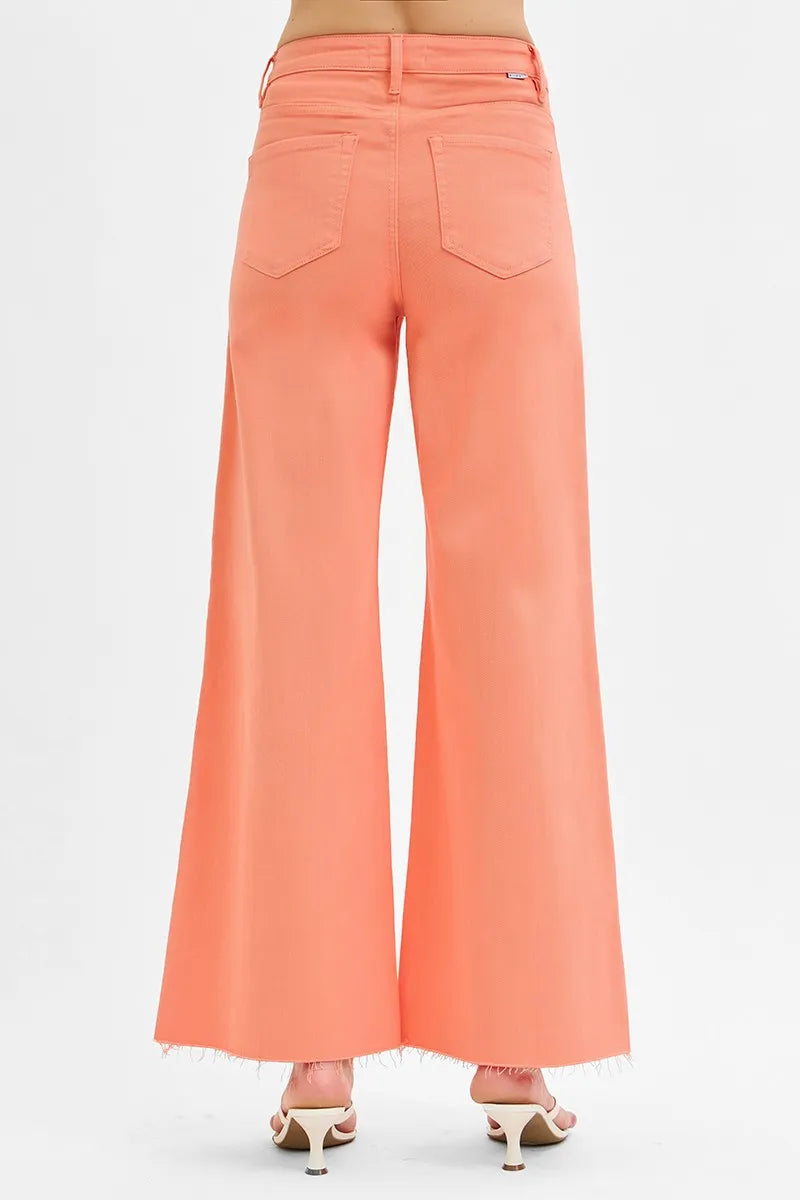 RISEN Full Size Tummy Control High Rise Wide Leg Palazzo Jeans Plus Size - Ladyez