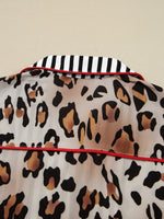 Leopard and Striped Trim Shirt and Pants Set