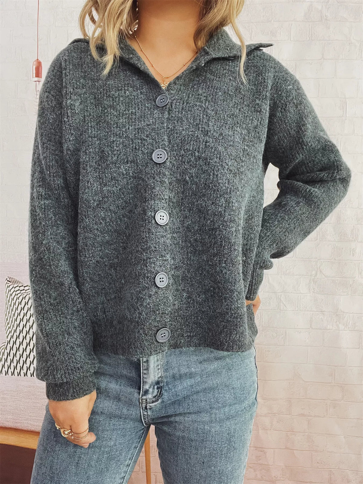 Ribbed Button-Up Cardigan