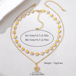 2 Piece 18K Gold-Plated Daisy Necklace