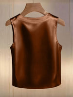 Pearl Embellished Satin Tank Top
