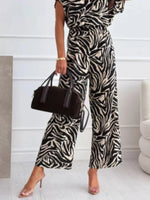 Zebra Print Wide Leg Jumpsuit