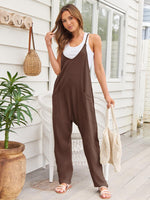 V-Neck Spaghetti Strap Jumpsuit - Ladyez