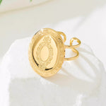 18K Gold-Plated Open Engraved Ring