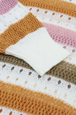 Striped Round Neck Hollowed Sweater