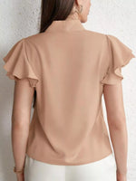 Tie-Neck Ruffle Sleeve Blouse