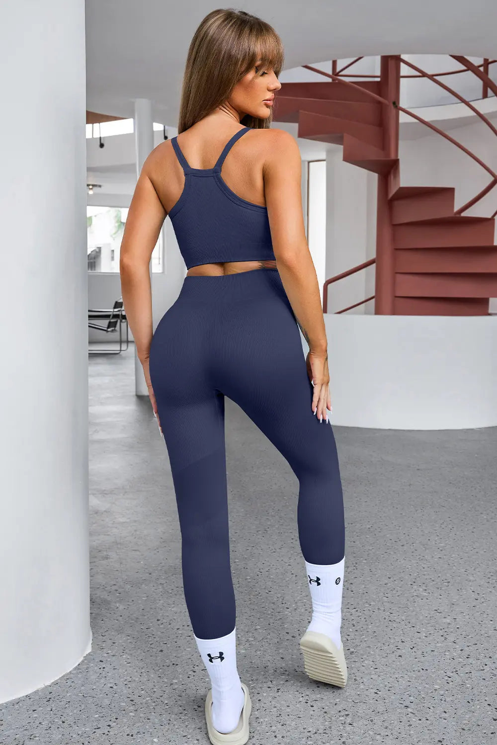 Tank Cropped Active Top and Pants Set - Ladyez