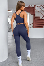 Tank Cropped Active Top and Pants Set - Ladyez