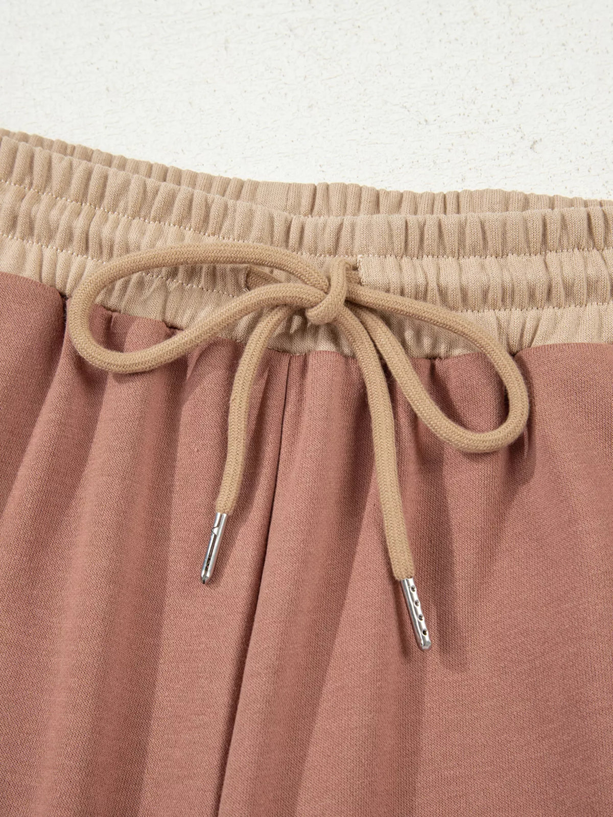 Color Block Long Sleeve Crop Top Drawstring Pant Set