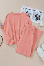 Ribbed Round Neck Top and Pants Set