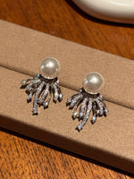 925 Sterling Silver Zircon Pearl Earrings