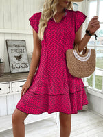 Full Size Ruffled Layered Printed Mini Dress Plus Size - Ladyez