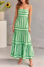 Striped Tiered Maxi Cami Dress