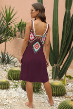 Geometric V-Neck Spaghetti Strap Cover Up Dress - Ladyez