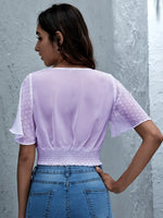 Short Sleeve Smocked Swiss Dot Blouse