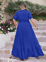 Plus Size Ruffled Hem V-Neck Maxi Dress