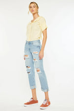 Kancan Mid Rise Distressed Boyfriend Jeans - Ladyez