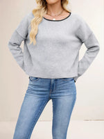Round Neck Dropped Shoulder Sweater
