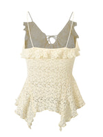 Lace Ruffle Trim Tie-Front Cami