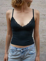 Lace Trim V-neck Cami Top - Ladyez