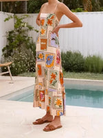 Printed Strapless Maxi Cami Dress - Ladyez