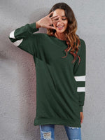 Full Size Striped Round Neck Long Sleeve T-Shirt - Ladyez