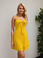 Layered Sweetheart Neck Bow Front Mini Cami Dress