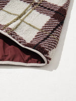 Plaid Buttoned Stand Collar Fleece Jacket