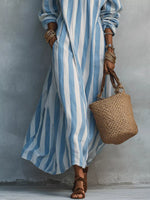 Off-Shoulder Striped Maxi Dress