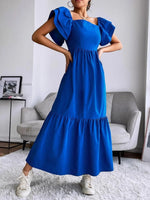 Tiered Square Neck Maxi Dress - Ladyez