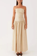 Strapless Ruched Maxi Dress