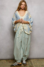 POL Open Front Crochet Cardigan with Scalloped Edge