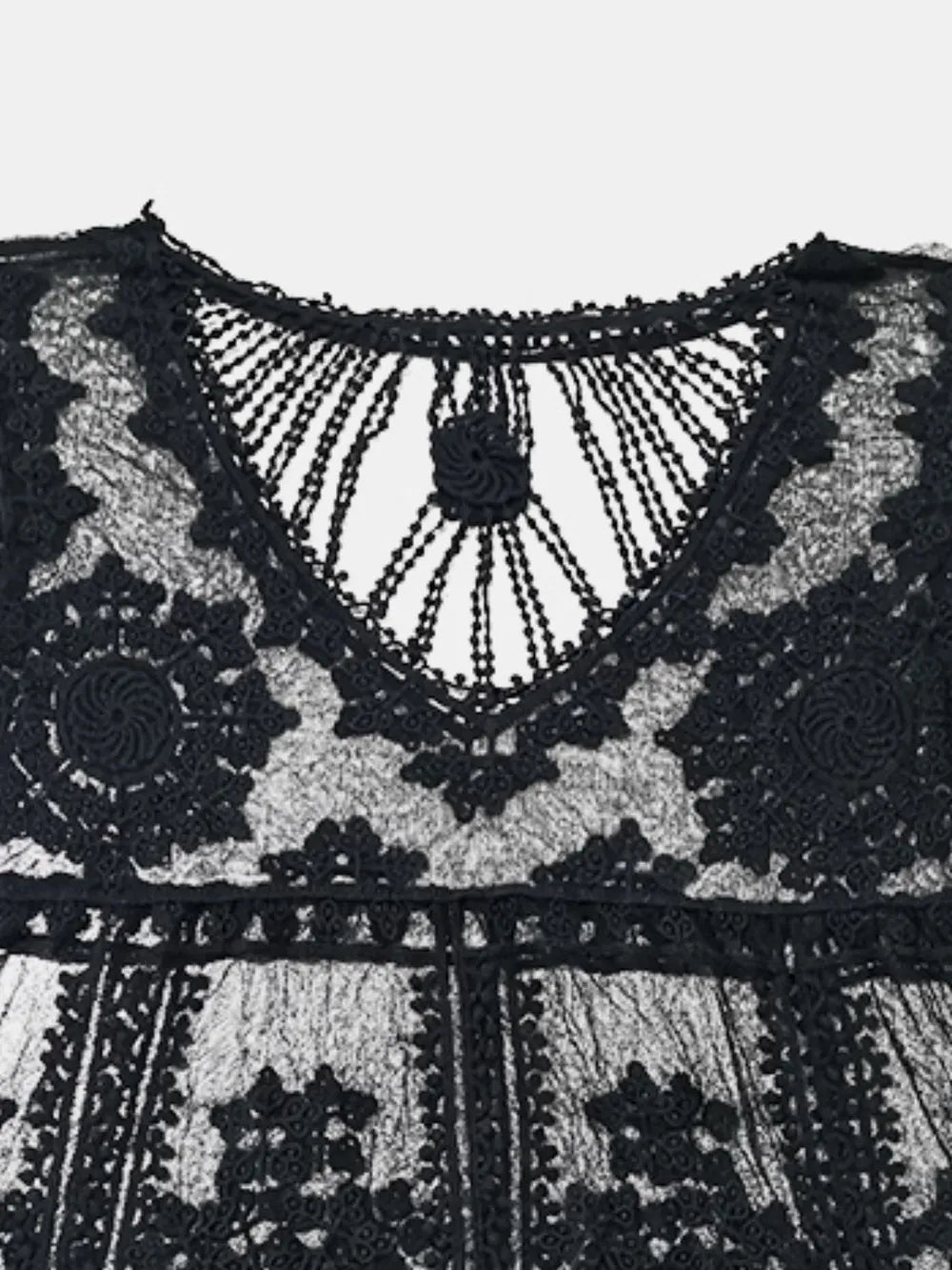 Lace Round Neck Cover-Up - Ladyez