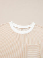 Twisted Ribbed Color Block Trim T Shirt Shift Dress