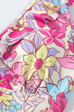 Floral Ruffle Trim Tummy Control One Piece Swimsuit - Ladyez