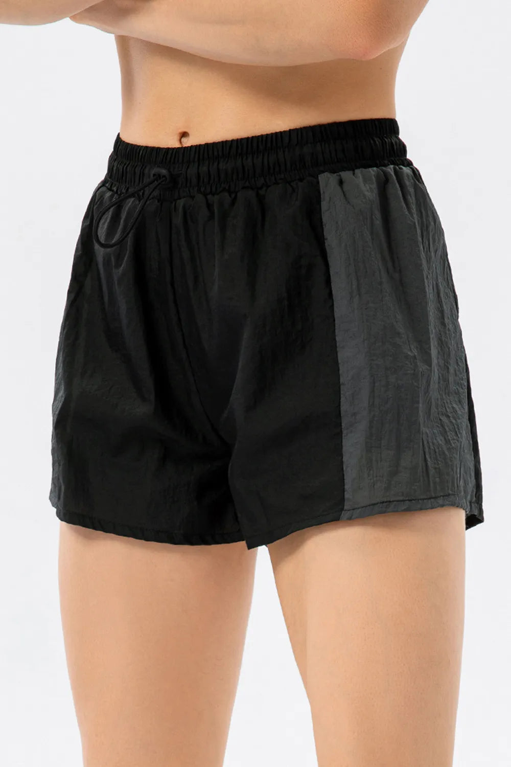 Color Block Drawstring Active Shorts - Ladyez