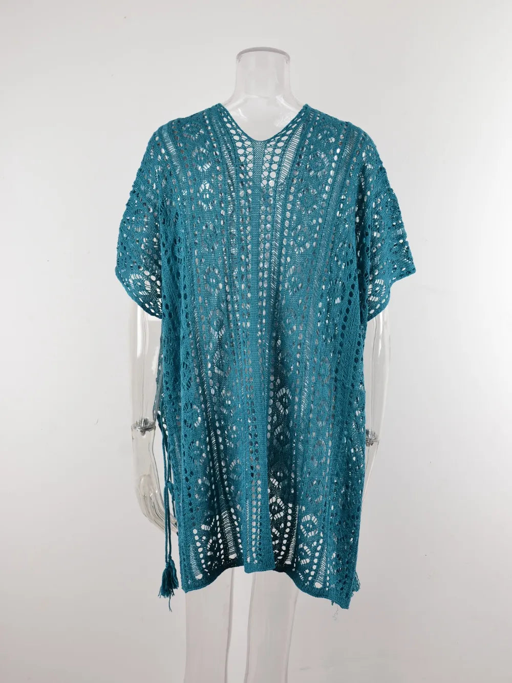 Angel Wings Cutout V-Neck Cover-Up with Tassel - Ladyez