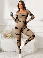 Scoop Neck Long Sleeve Active Jumpsuit - Ladyez