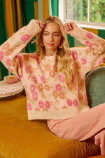BiBi Towel Texture Floral Pattern Sweater