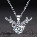 1 Carat Moissanite 925 Sterling Silver Antlers Necklace