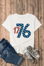 1776 Round Neck Short Sleeve T-Shirt - Ladyez