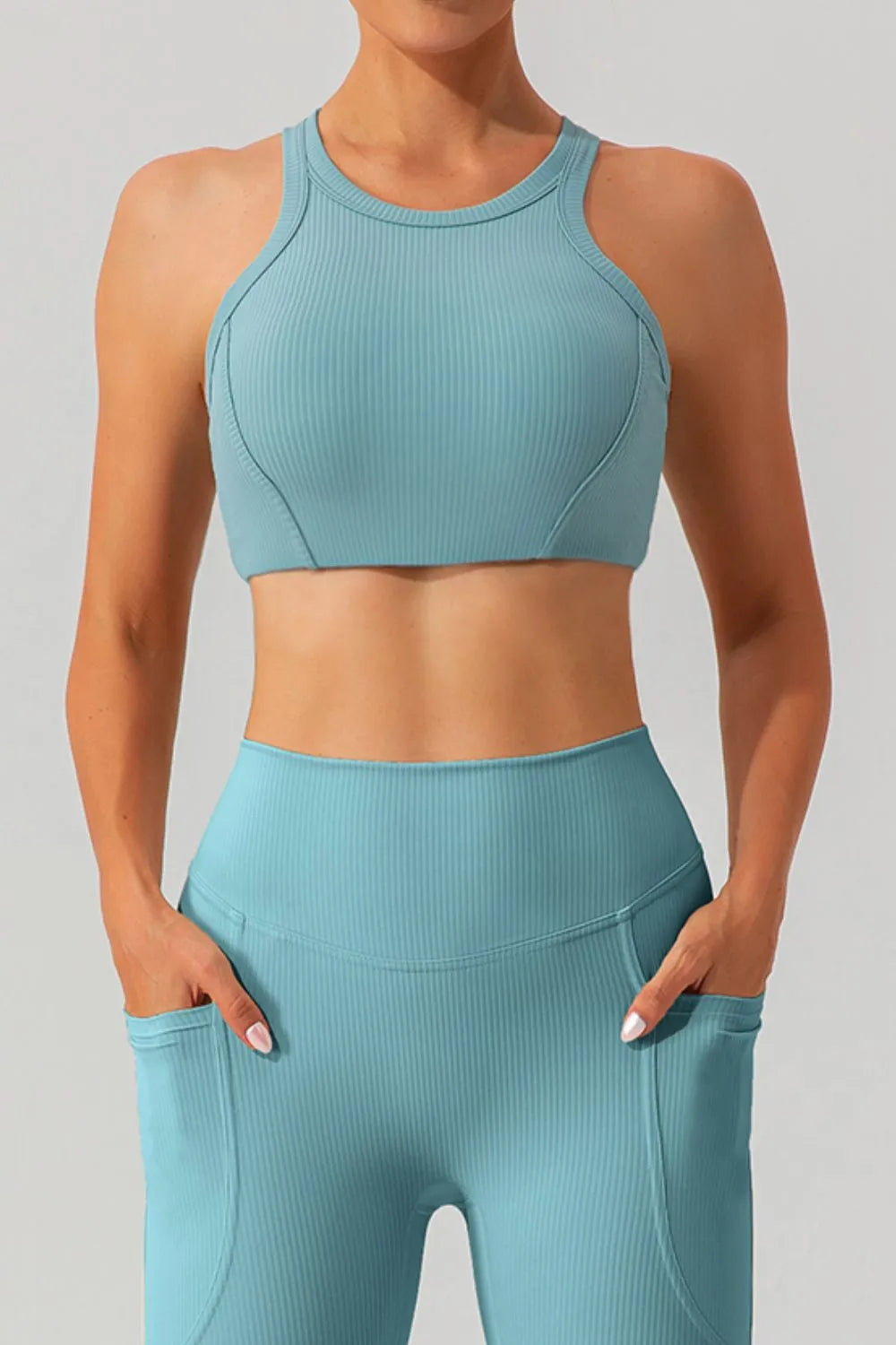 Round Neck Racerback Active Tank - Ladyez