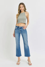 RISEN Full Size Low Rise Crop Flare Jeans Plus Size - Ladyez