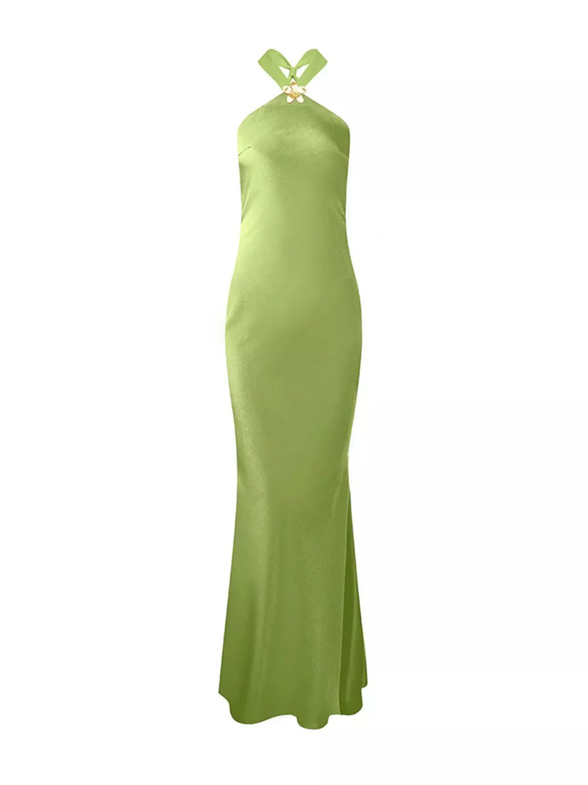 Halter Neck Satin Maxi Dress