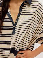 Striped Oversized Half Button Shirt Dress