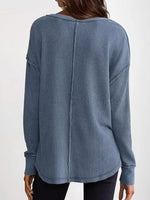 Slit Notched Long Sleeve T-Shirt