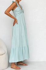 Ruffled V-Neck Tiered Dress