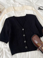 Texture Knit Button Down Cardigan